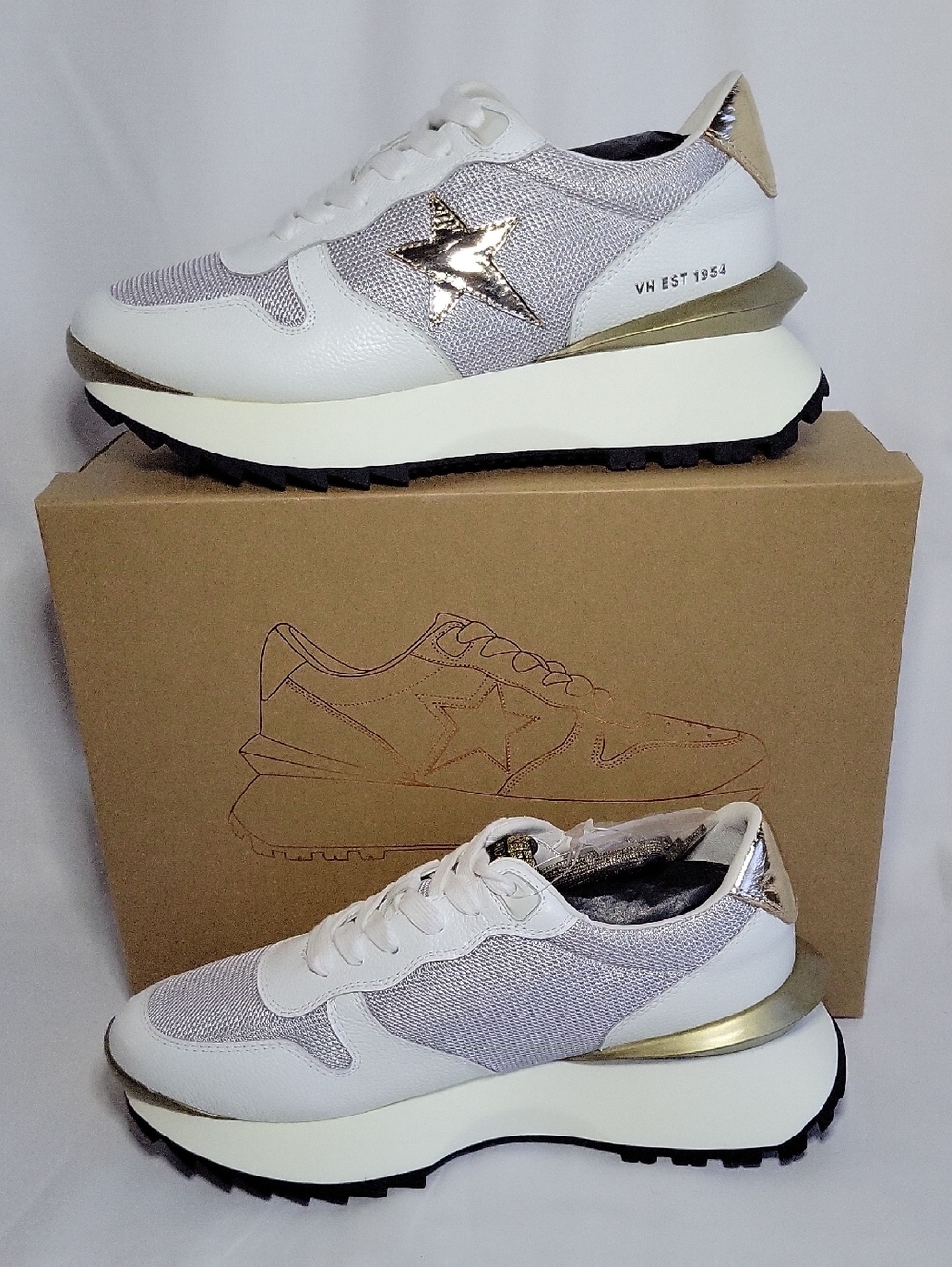 Vintage Havana Major Platform White Pebble Mesh Sneaker Sz 8.5